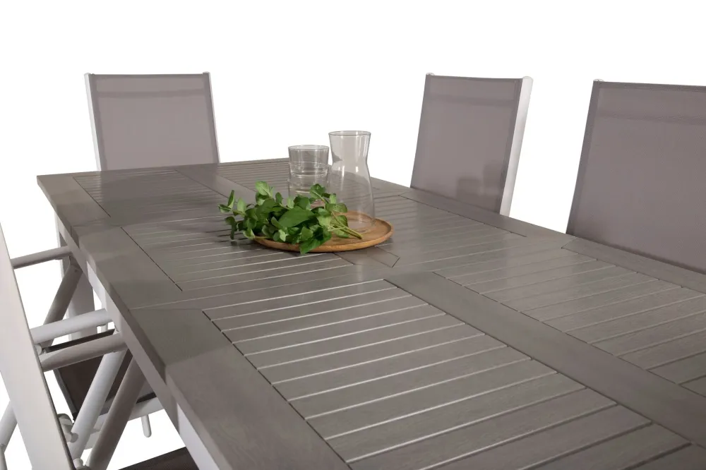 Matgrupp Venture Home Albany Rektangulärt 125/210x90 cm Krita / Grå med Break Stolar
