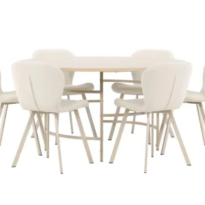 Matgrupp Venture Home Copenhagen Runt 140 cm Vit/Beige med 6st Lilja Stolar