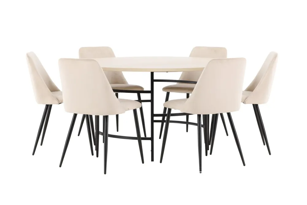 Matgrupp Venture Home Copenhagen Runt 140 cm med 6st Night Stolar