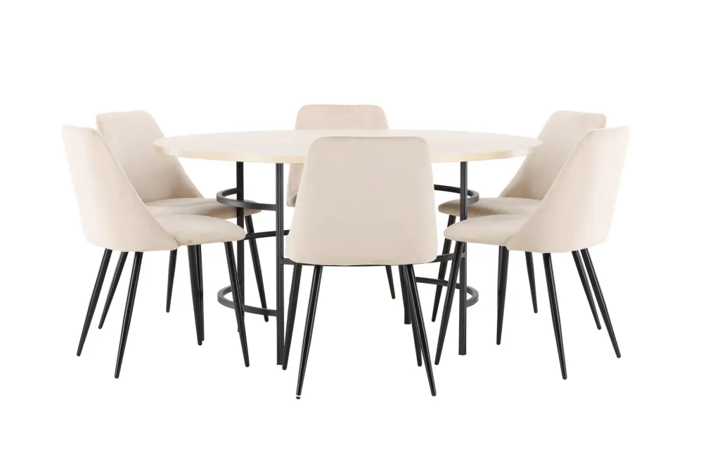 Matgrupp Venture Home Copenhagen Runt 140 cm med 6st Night Stolar