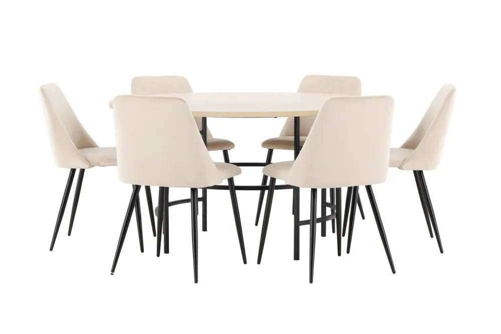 Matgrupp Venture Home Copenhagen Runt 140 cm med 6st Night Stolar
