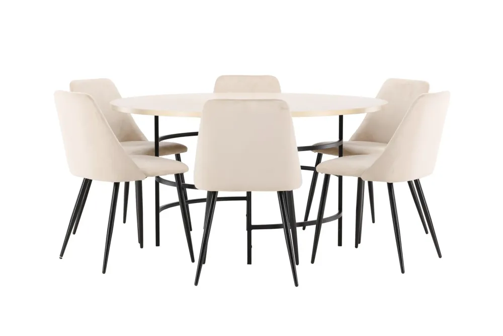 Matgrupp Venture Home Copenhagen Runt 140 cm med 6st Night Stolar