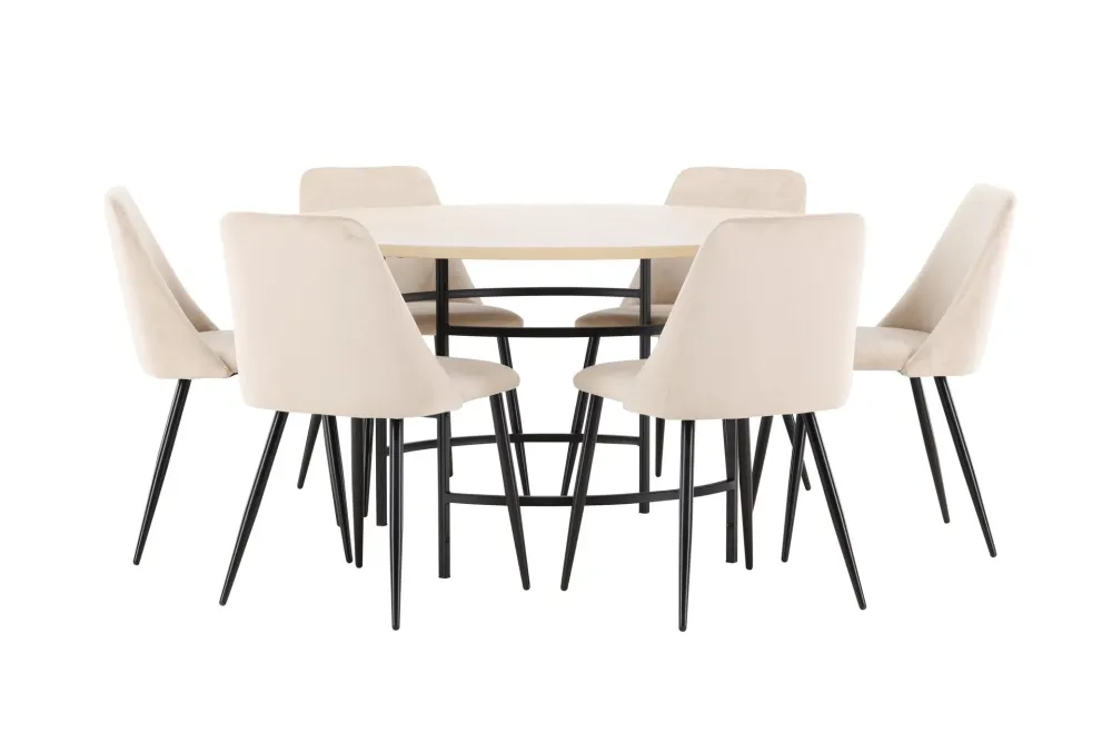 Matgrupp Venture Home Copenhagen Runt 140 cm med 6st Night Stolar
