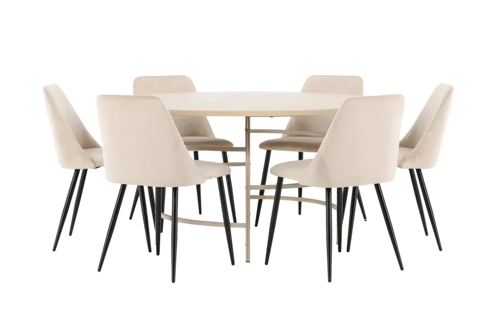 Matgrupp Venture Home Copenhagen Runt 140 cm med 6st Night Stolar