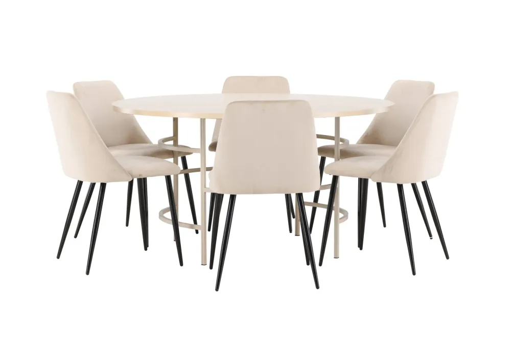 Matgrupp Venture Home Copenhagen Runt 140 cm med 6st Night Stolar