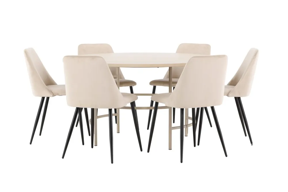 Matgrupp Venture Home Copenhagen Runt 140 cm med 6st Night Stolar