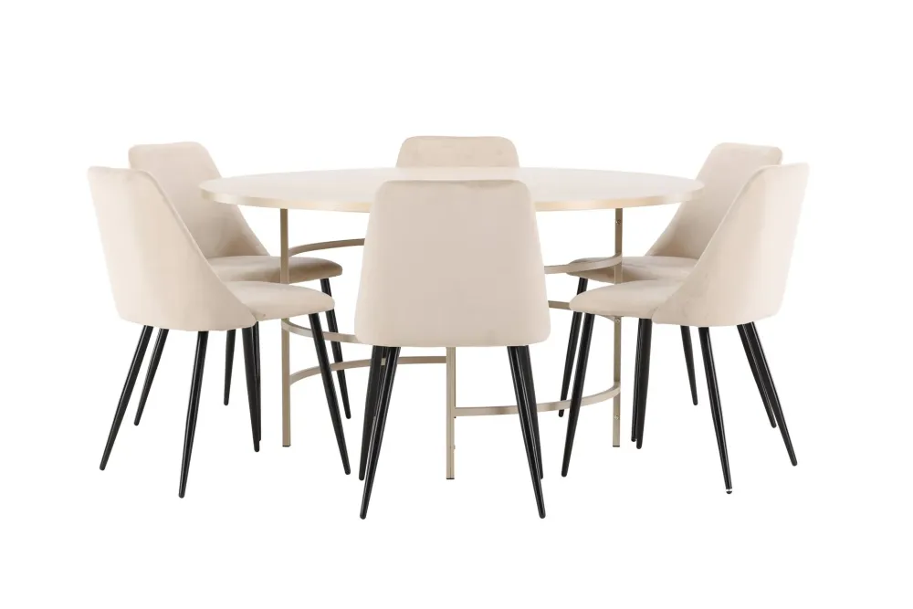 Matgrupp Venture Home Copenhagen Runt 140 cm med 6st Night Stolar