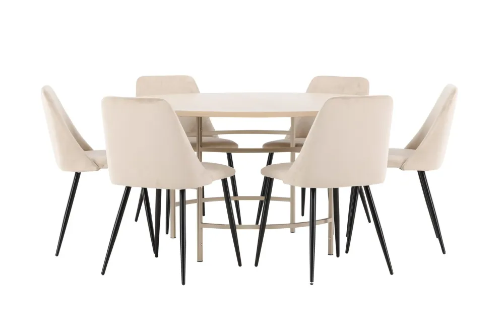 Matgrupp Venture Home Copenhagen Runt 140 cm med 6st Night Stolar