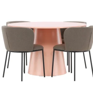 Matgrupp Venture Home Lanzo Runt 120 cm Fuchsia med 4st Edina Stolar