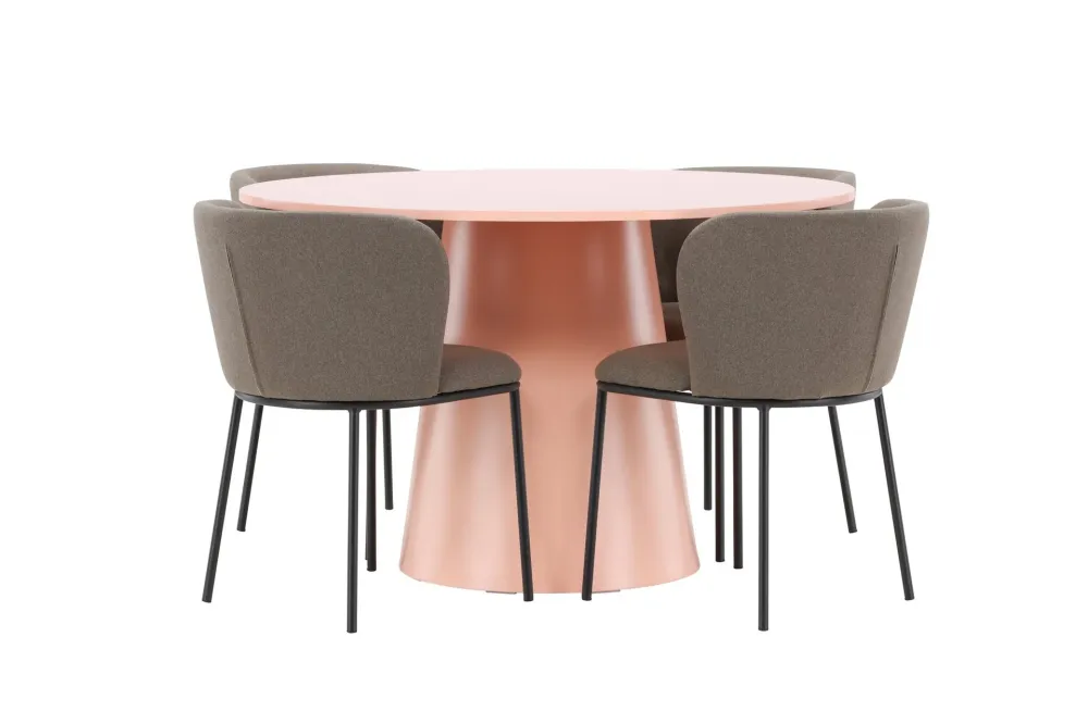 Matgrupp Venture Home Lanzo Runt 120 cm Fuchsia med 4st Edina Stolar