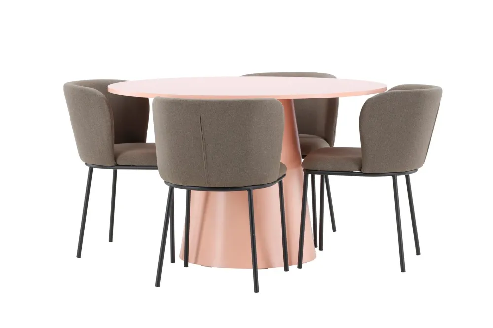 Matgrupp Venture Home Lanzo Runt 120 cm Fuchsia med 4st Edina Stolar