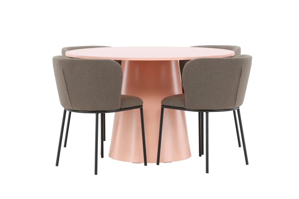 Matgrupp Venture Home Lanzo Runt 120 cm Fuchsia med 4st Edina Stolar