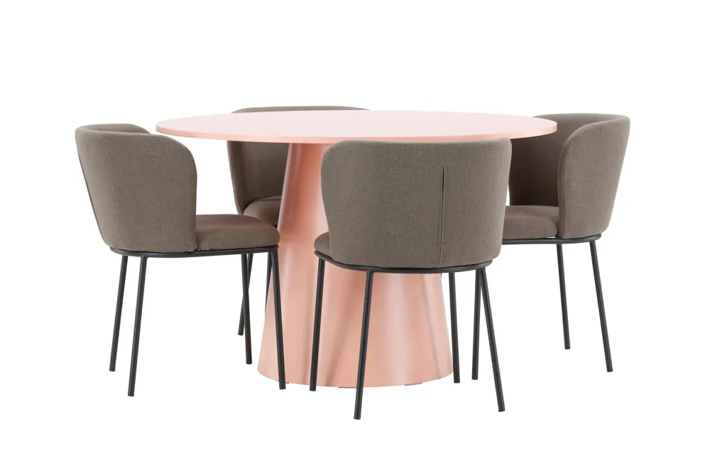 Matgrupp Venture Home Lanzo Runt 120 cm Fuchsia med 4st Edina Stolar