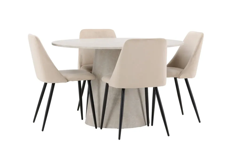 Matgrupp Venture Home Lanzo Runt 120 cm med 4st Night Stolar