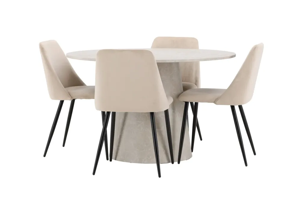 Matgrupp Venture Home Lanzo Runt 120 cm med 4st Night Stolar