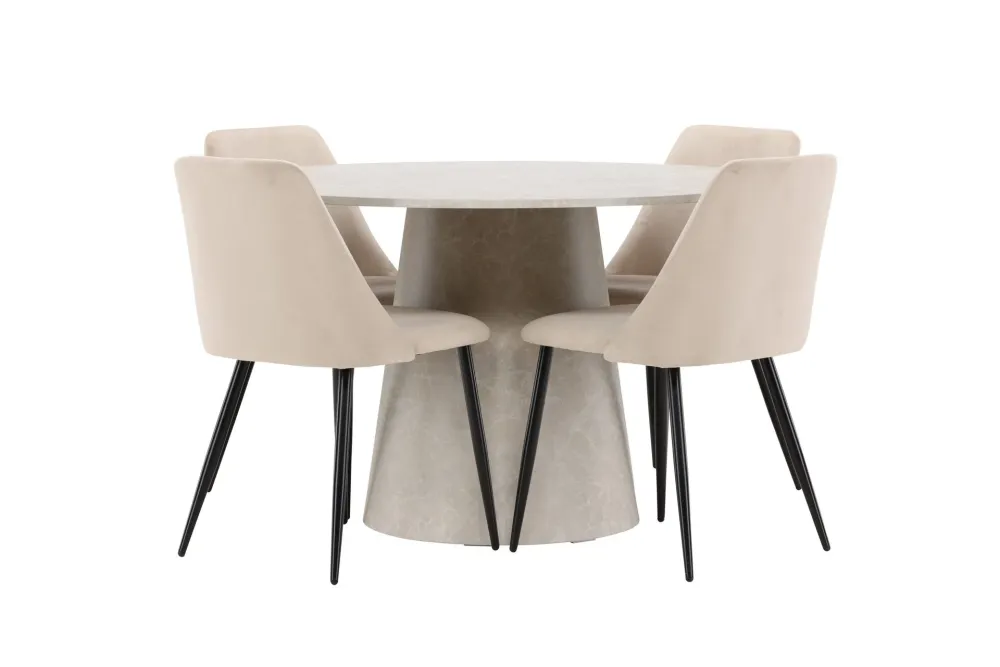 Matgrupp Venture Home Lanzo Runt 120 cm med 4st Night Stolar