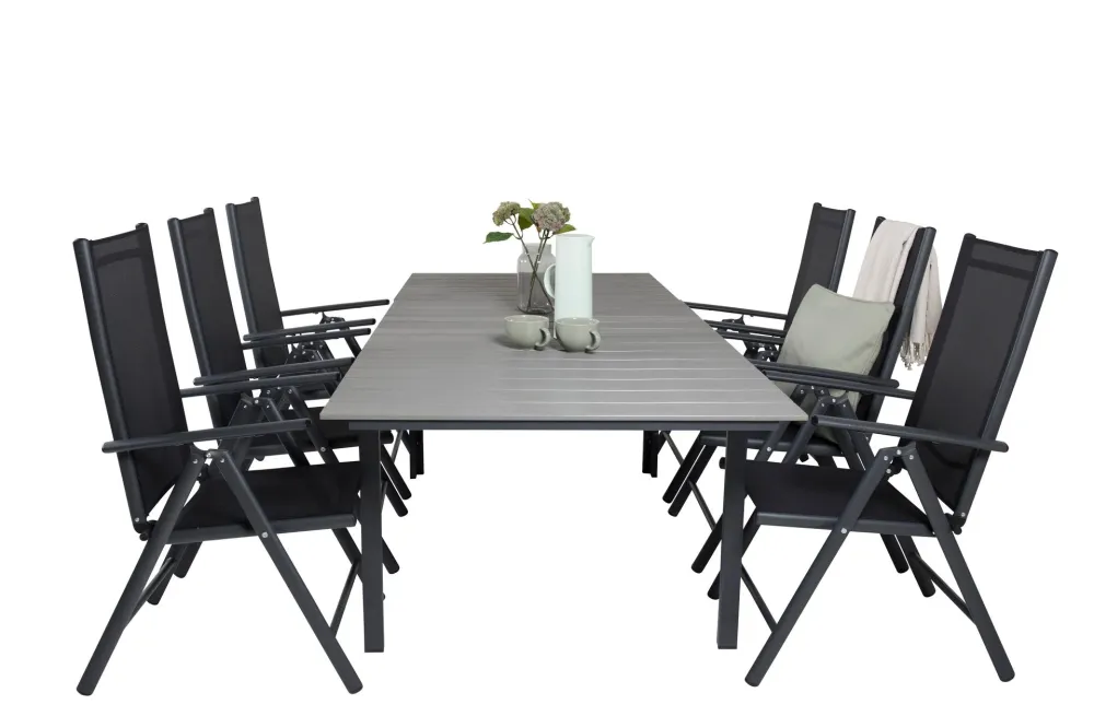 Matgrupp Venture Home Levels Rektangulärt 160x240 cm Midnight / Grå med Break Stolar