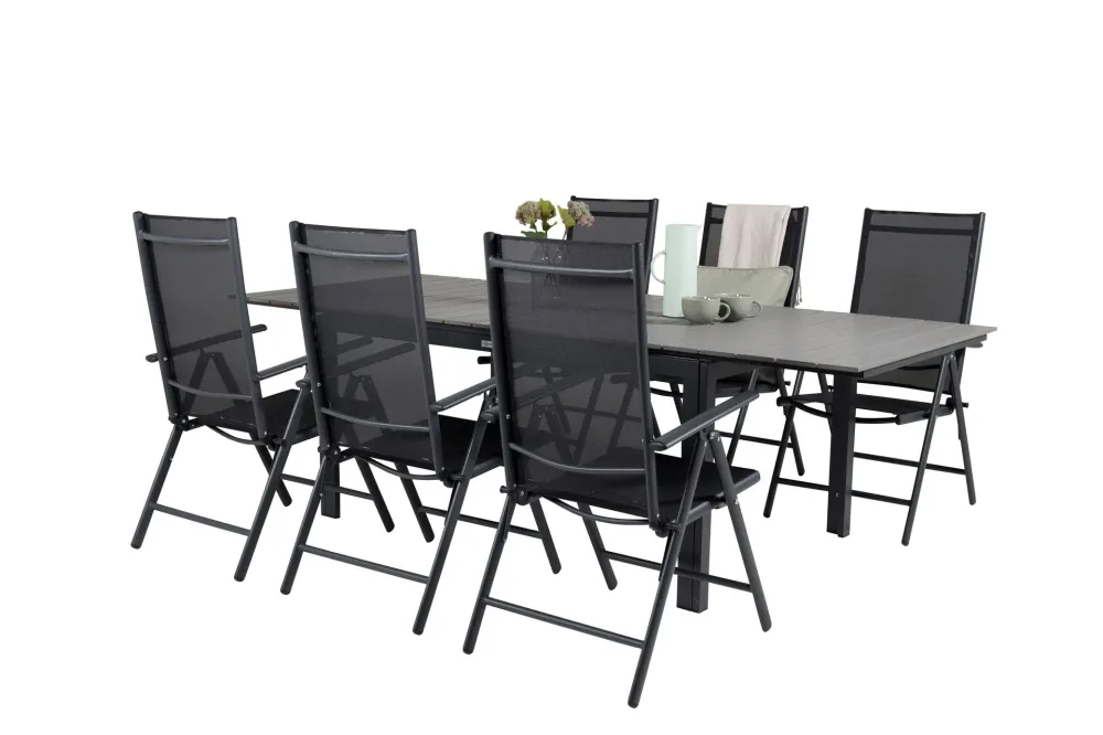Matgrupp Venture Home Levels Rektangulärt 160x240 cm Midnight / Grå med Break Stolar