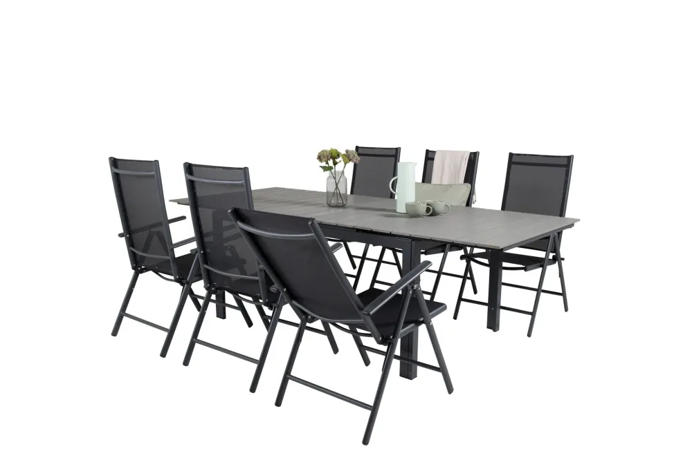 Matgrupp Venture Home Levels Rektangulärt 160x240 cm Midnight / Grå med Break Stolar