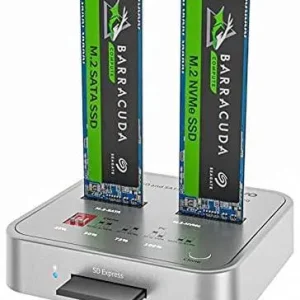 Maiwo K3016CL dockingstation för hårddiskkloning SATA och NVMe SSD 1:1 USB3.2 Gen2 10Gbps M-Key och B+M Vital SD Express k...