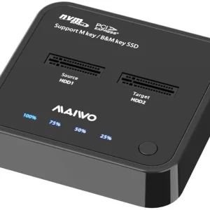 Maiwo K3016P dockingstation för hårddiskkloning NVMe SSD 1:1 USB3.2 Gen2 10Gbps M-Key och B+M Vital