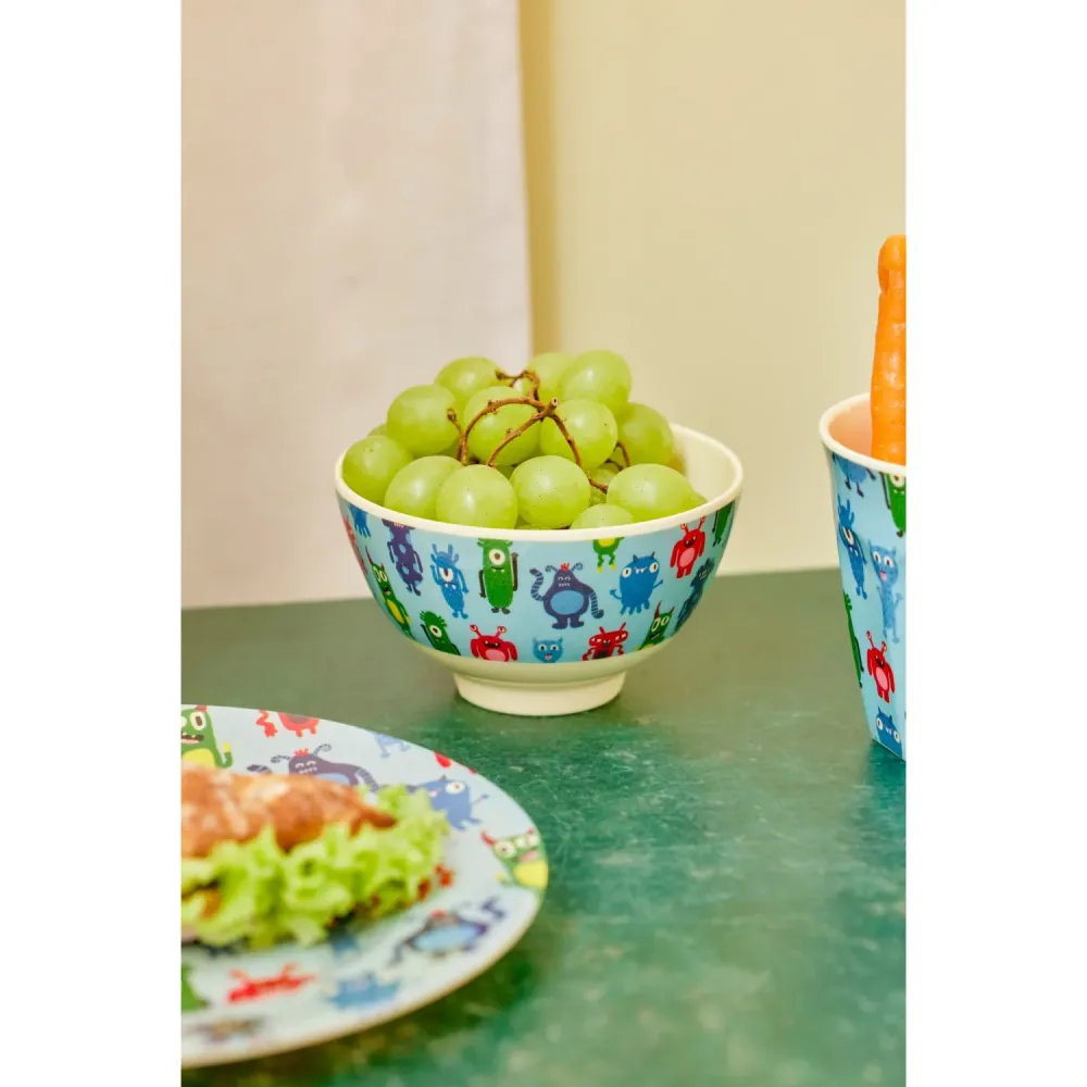 Rice Melamine Skål Med Monsters Print - Liten - 300 Ml