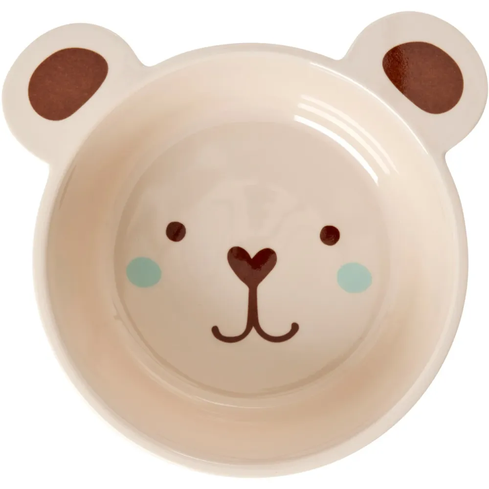 Rice Melamine Skål Med Skål I Björn Shape - Chocolate - 500 Ml