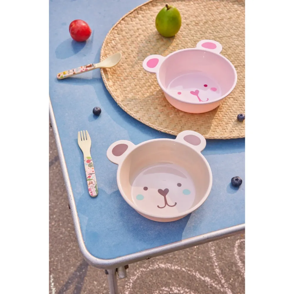 Rice Melamine Skål Med Skål I Björn Shape - Chocolate - 500 Ml