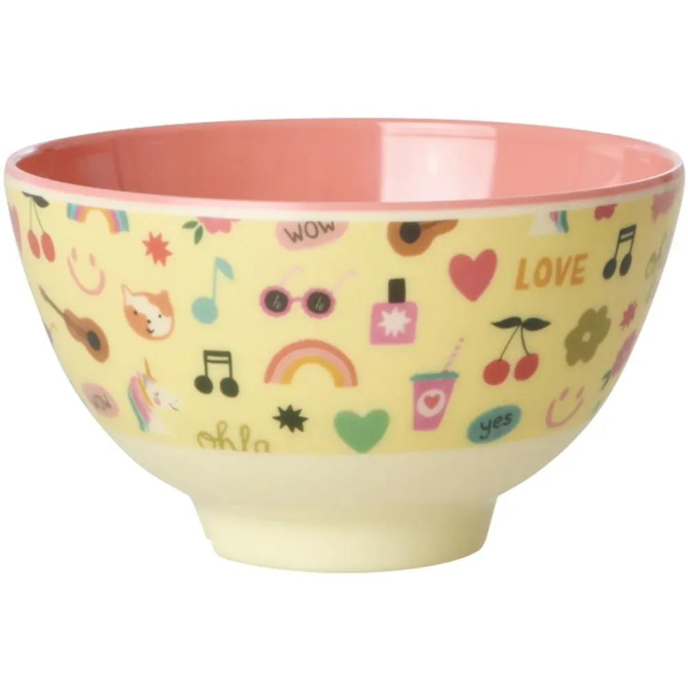Rice Unicorn Love Print Melamine Skål Liten 300 Ml