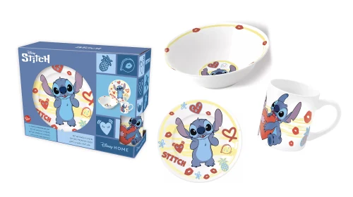 STITCH - Middagsset - Mugg 325ml + Skål + Tallrik 3 delar