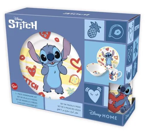 STITCH - Middagsset - Mugg 325ml + Skål + Tallrik 3 delar