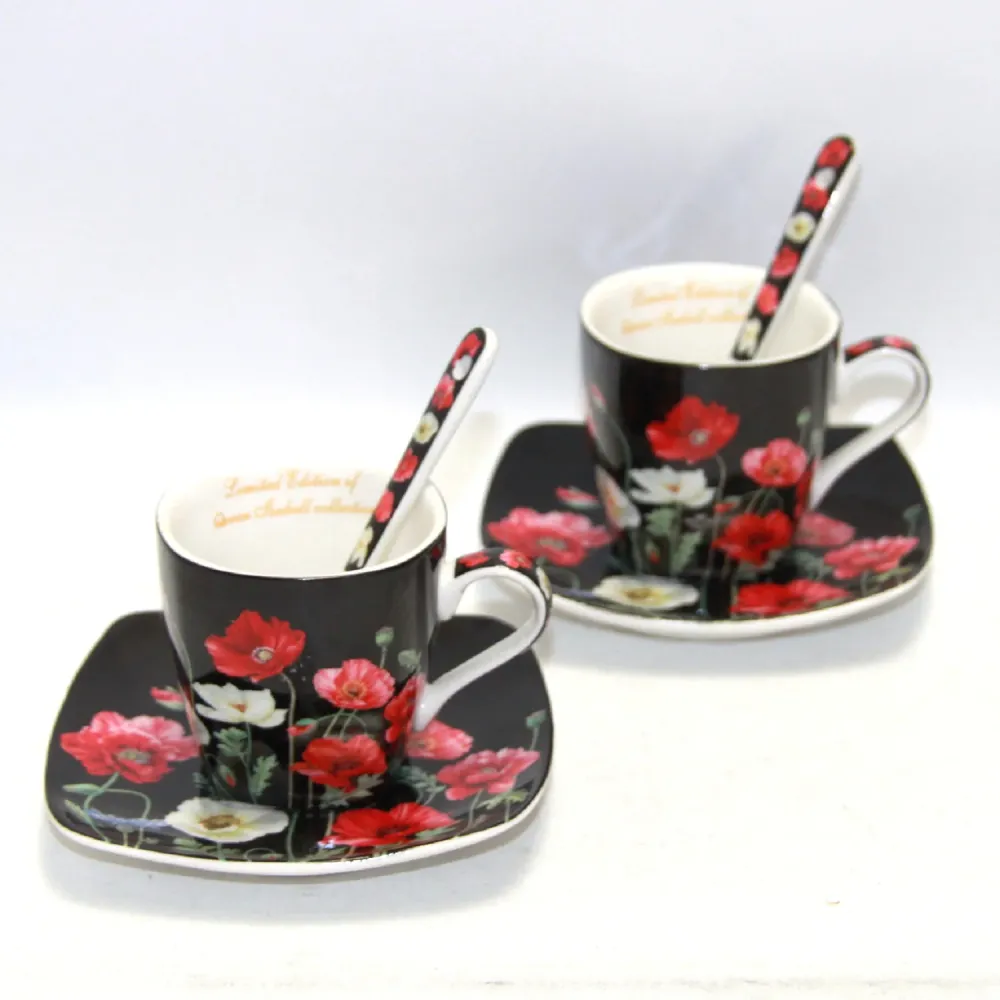 Espressokoppar porslinsset med tallrikar Queen Isabell W9PB06-09510