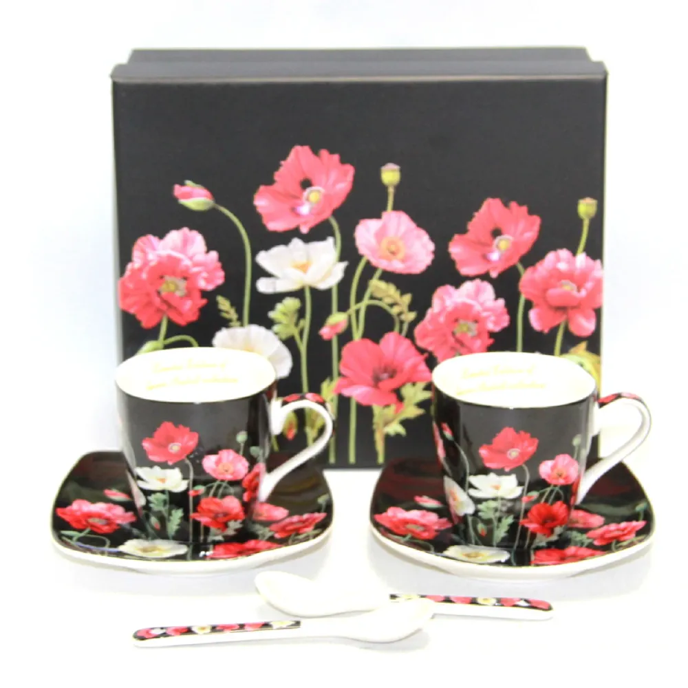 Espressokoppar porslinsset med tallrikar Queen Isabell W9PB06-09510