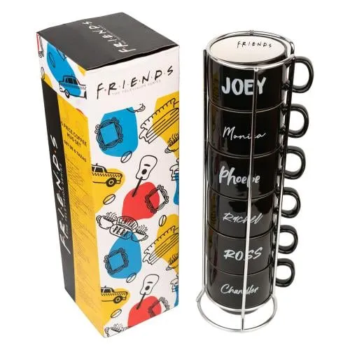 VÄNNER - Karaktärer - 6 Kaffekoppar Ordna med Ställ