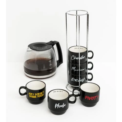 VÄNNER - Karaktärer - 6 Kaffekoppar Ordna med Ställ