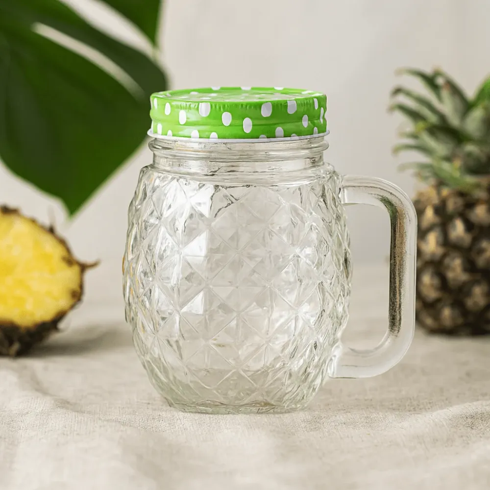 Ananasdricksglas med lock, klart 450ml