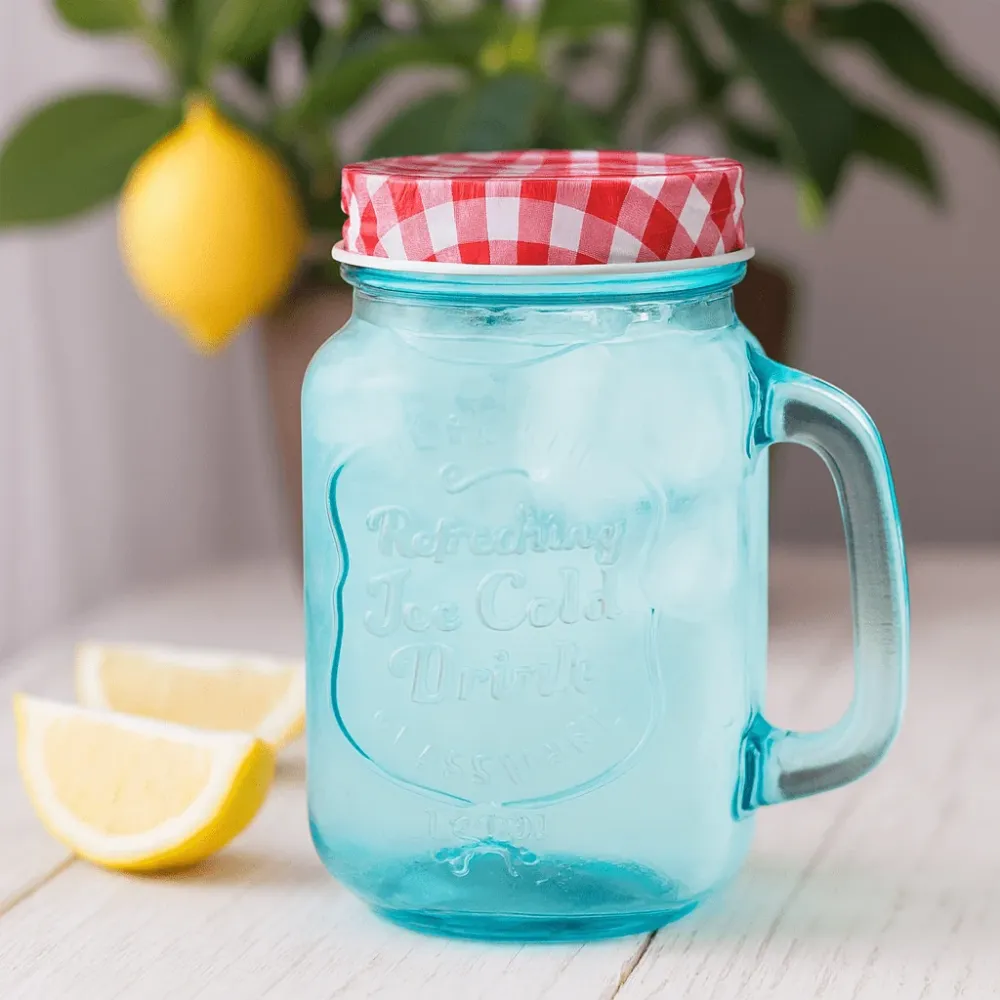 Glasburk med lock, blå 450ml
