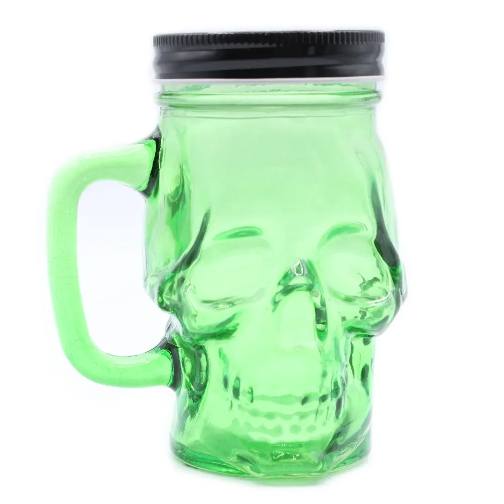Skalle Mason Jar med lock grön 450ml