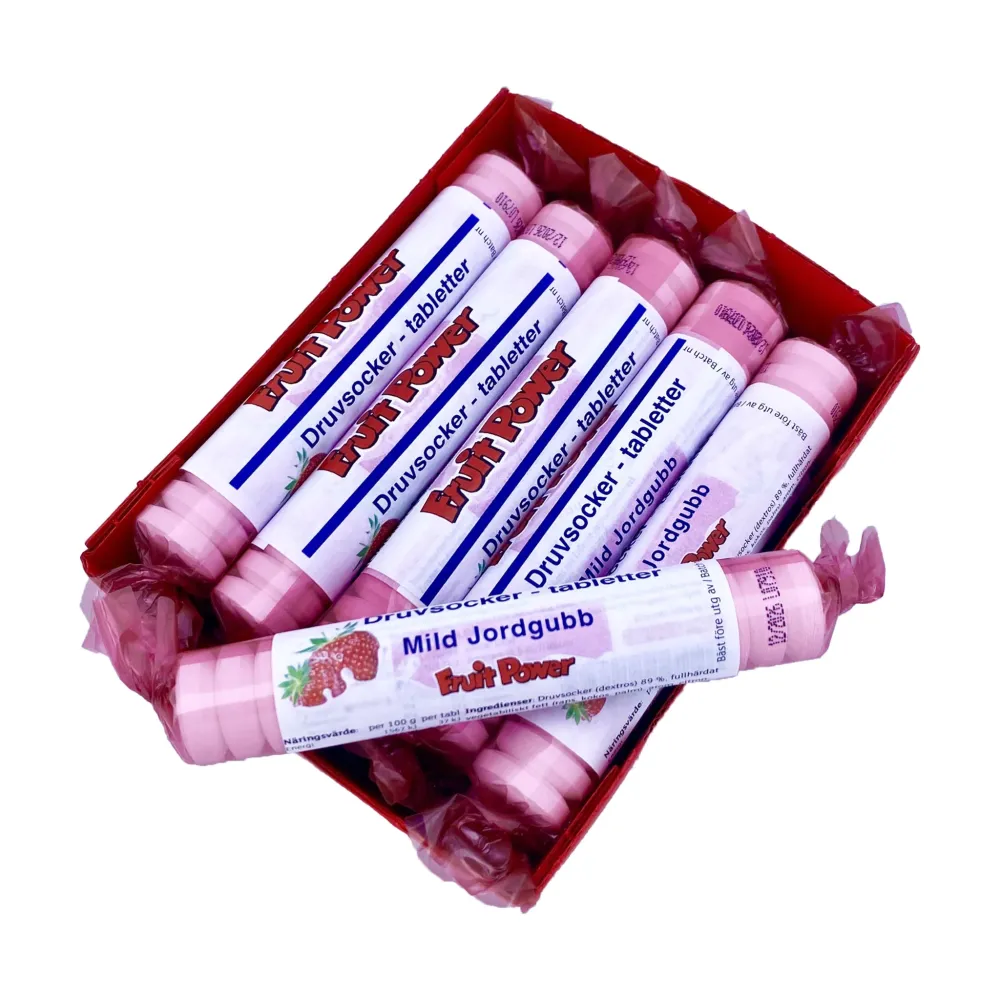 Druvsocker FruitPower Mild jordgubb 15-pack