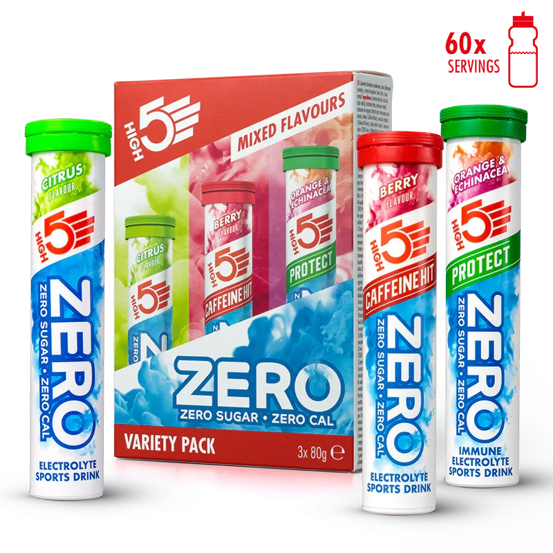 3x20 Pack High5 ZERO VARIETY PACK Röda frukter Koffein/Citron/Orange Pastiller
