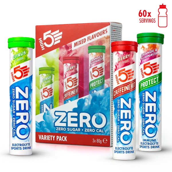 3x20 Pack High5 ZERO VARIETY PACK Röda frukter Koffein/Citron/Orange Pastiller