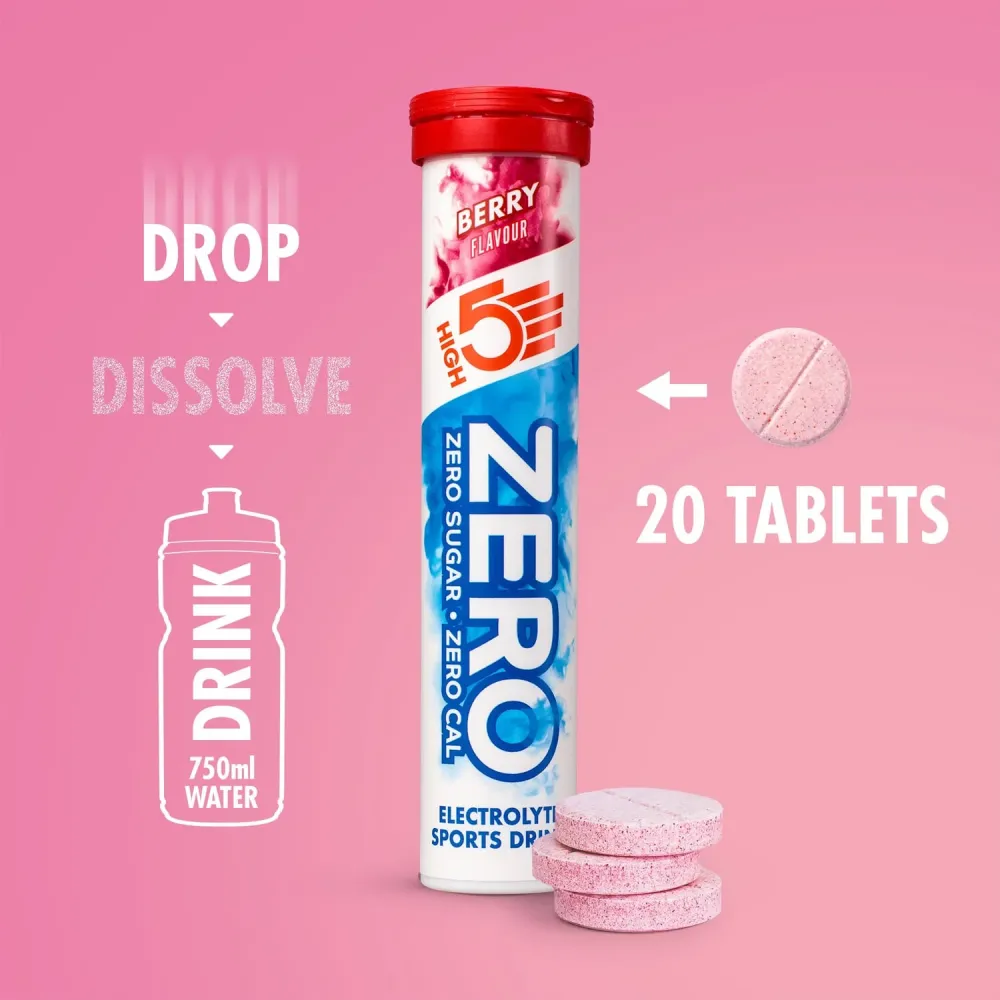 Elektrolyt vätsketabletter High5 ZERO (x20) Frukt Röd