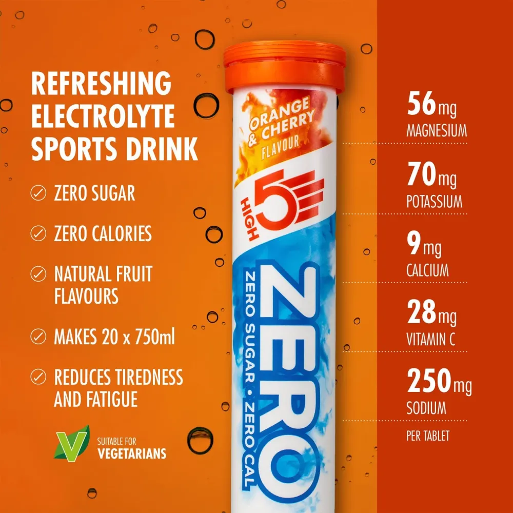 High5 ZERO Elektrolyt Hydreringstabletter (x20) Orange och körsbär