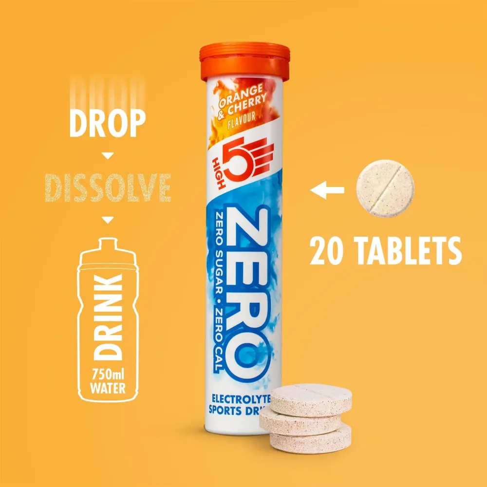 High5 ZERO Elektrolyt Hydreringstabletter (x20) Orange och körsbär
