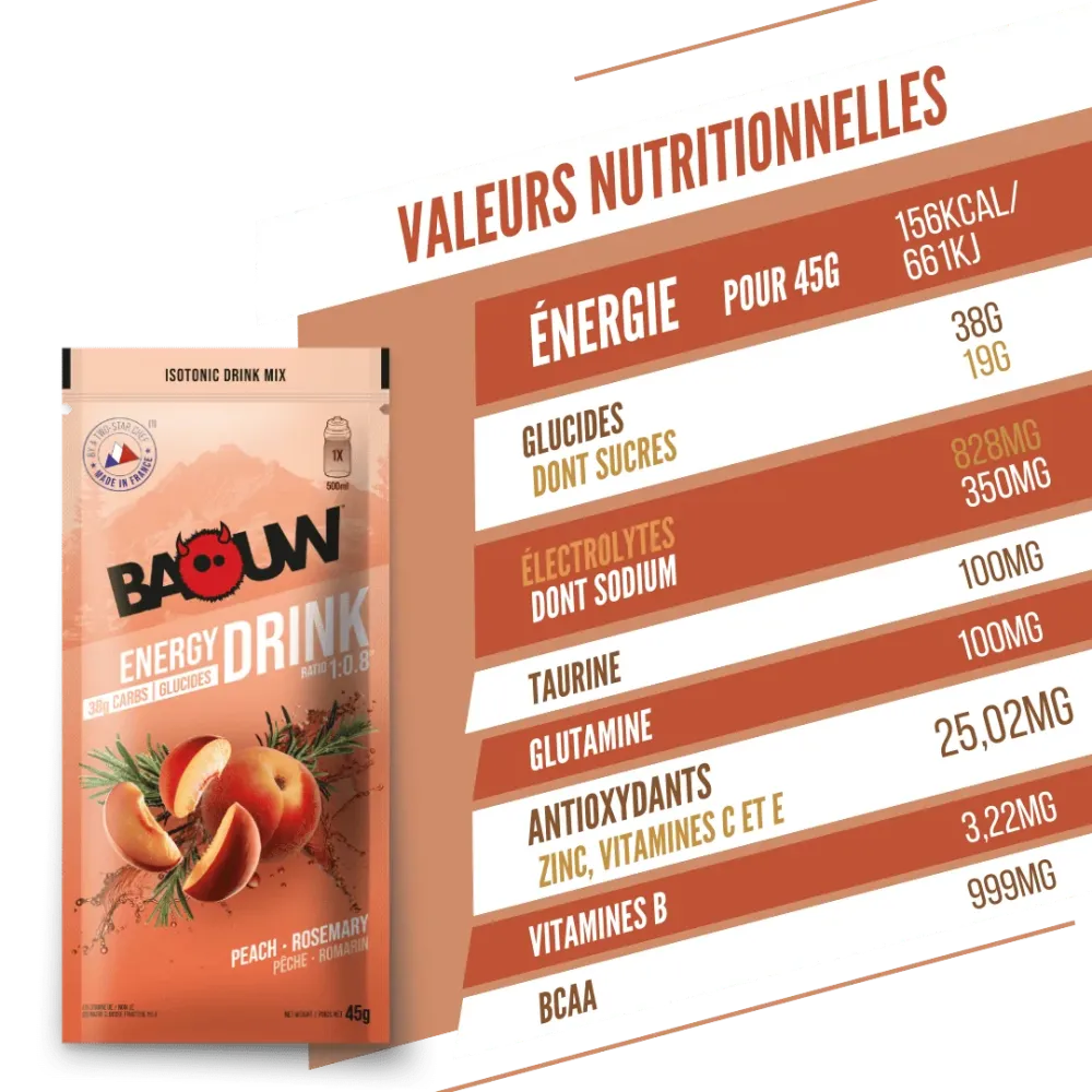 BAOUW ISOTONIC Energidryck (45g) Persika/Rosmarin