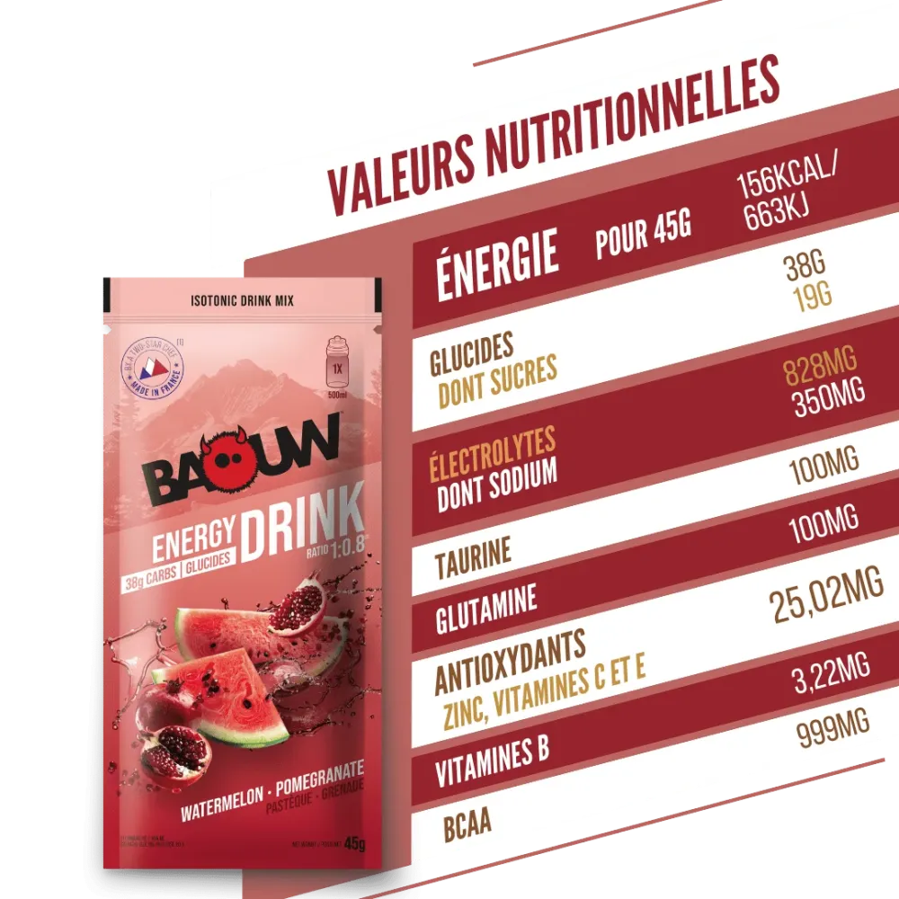 BAOUW ISOTONIC Energidryck (45g) Vattenmelon/Pomegranat