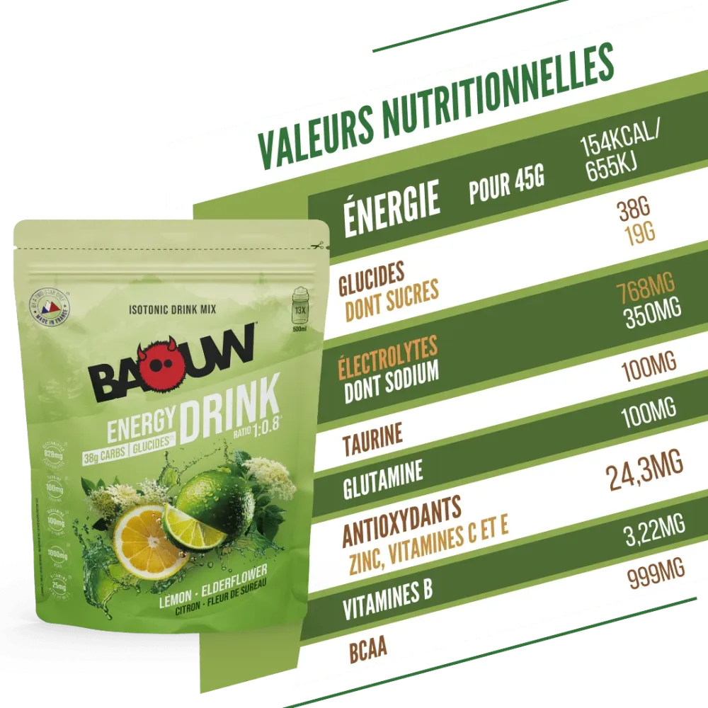 BAOUW ISOTONIC Energidryck (585g) Limefrukt/Elderblomma