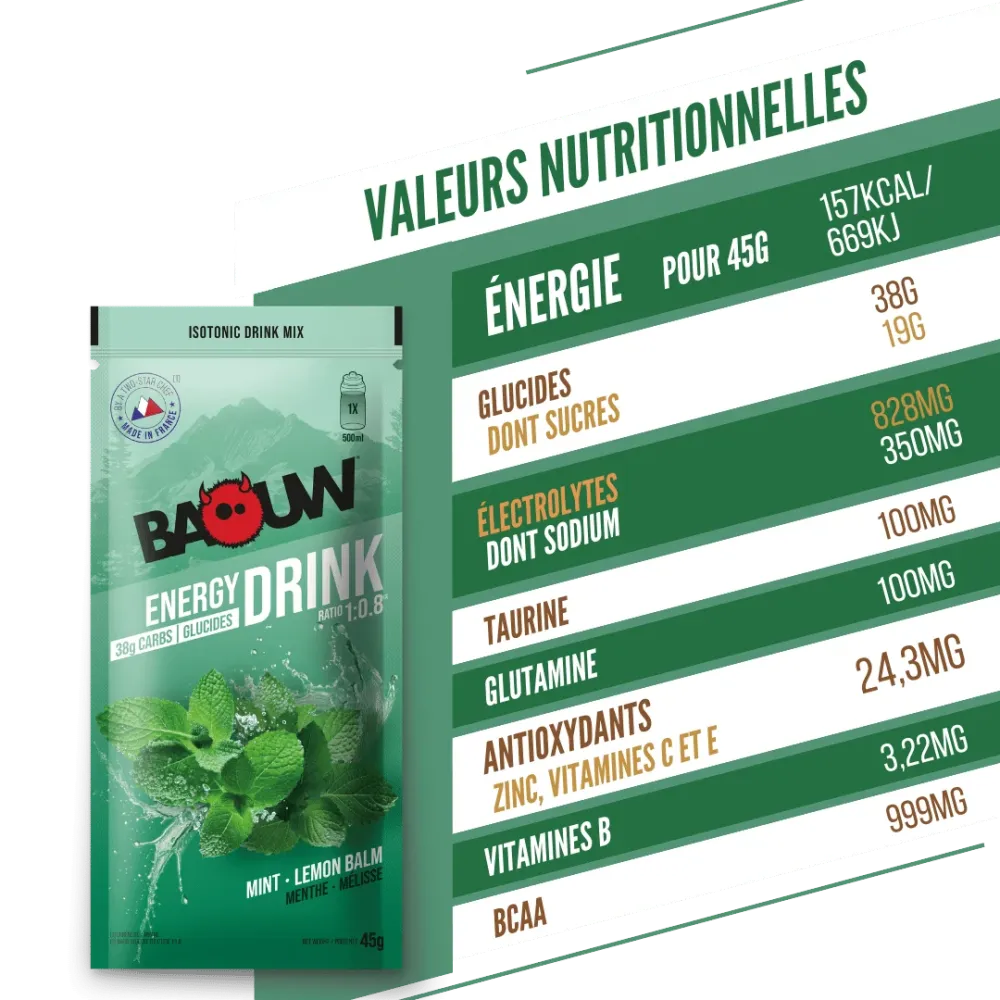 BAOUW ISOTONIC Energidryck (45 g) Mint/Melissa