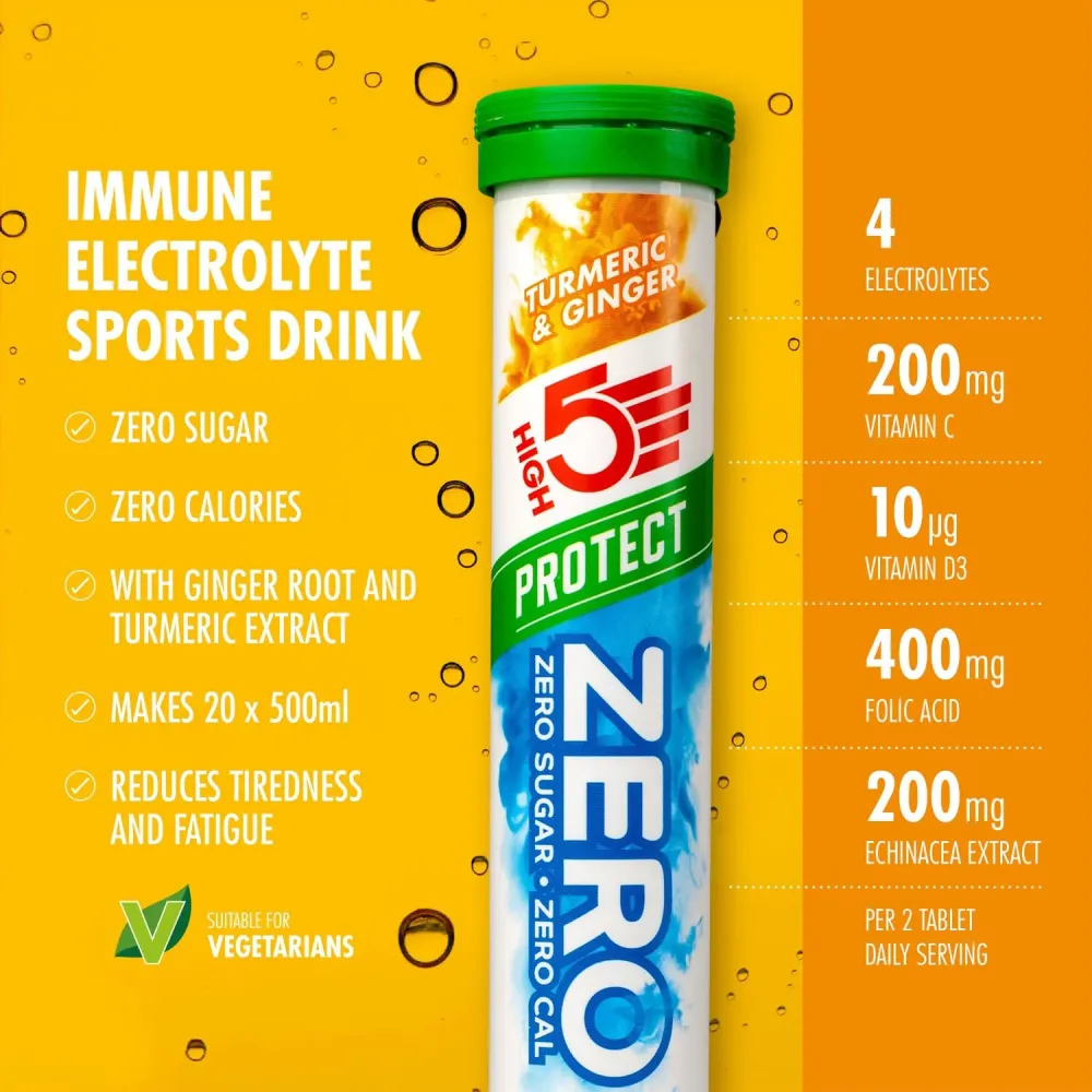 Elektrolyt Hydrering Tabletter High5 ZERO PROTECT (x20) Gurkmeja Ingefära
