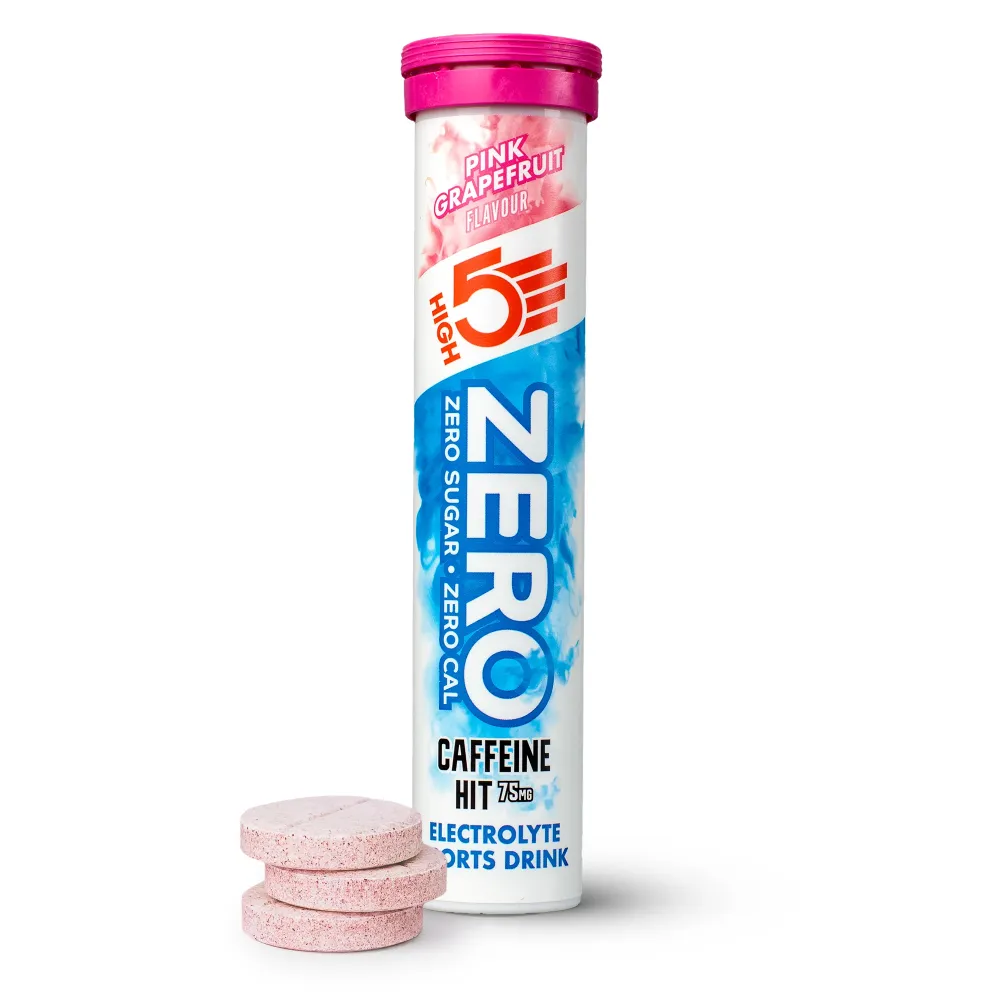 Elektrolyt vätsketabletter High5 ZERO Koffein (x20) Rosa Grapefrukt